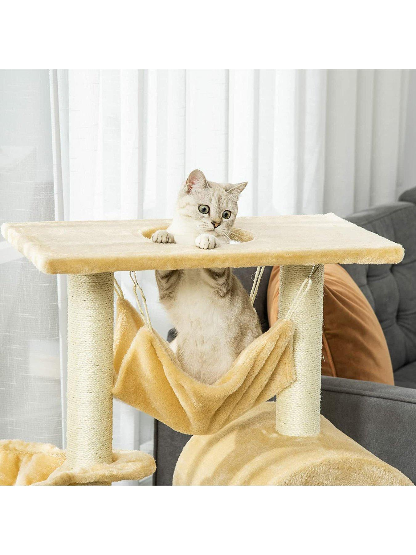 pawhut-pawhut-cat-tree-tower-kitten-activity-center-scratching-post-whammock-condo-bed-basketoutfit