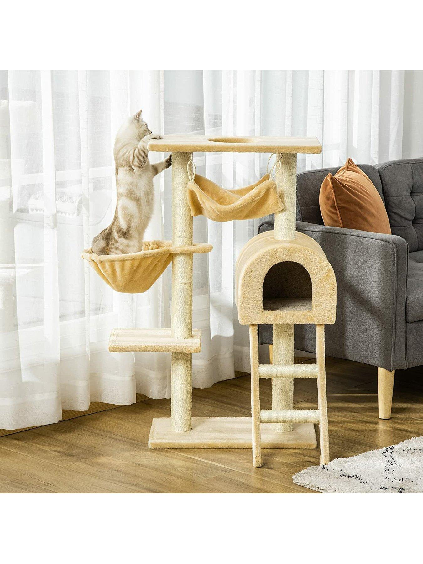 pawhut-pawhut-cat-tree-tower-kitten-activity-center-scratching-post-whammock-condo-bed-basketdetail