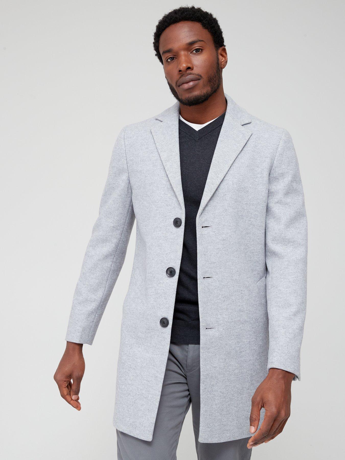 Mens long grey outlet overcoat