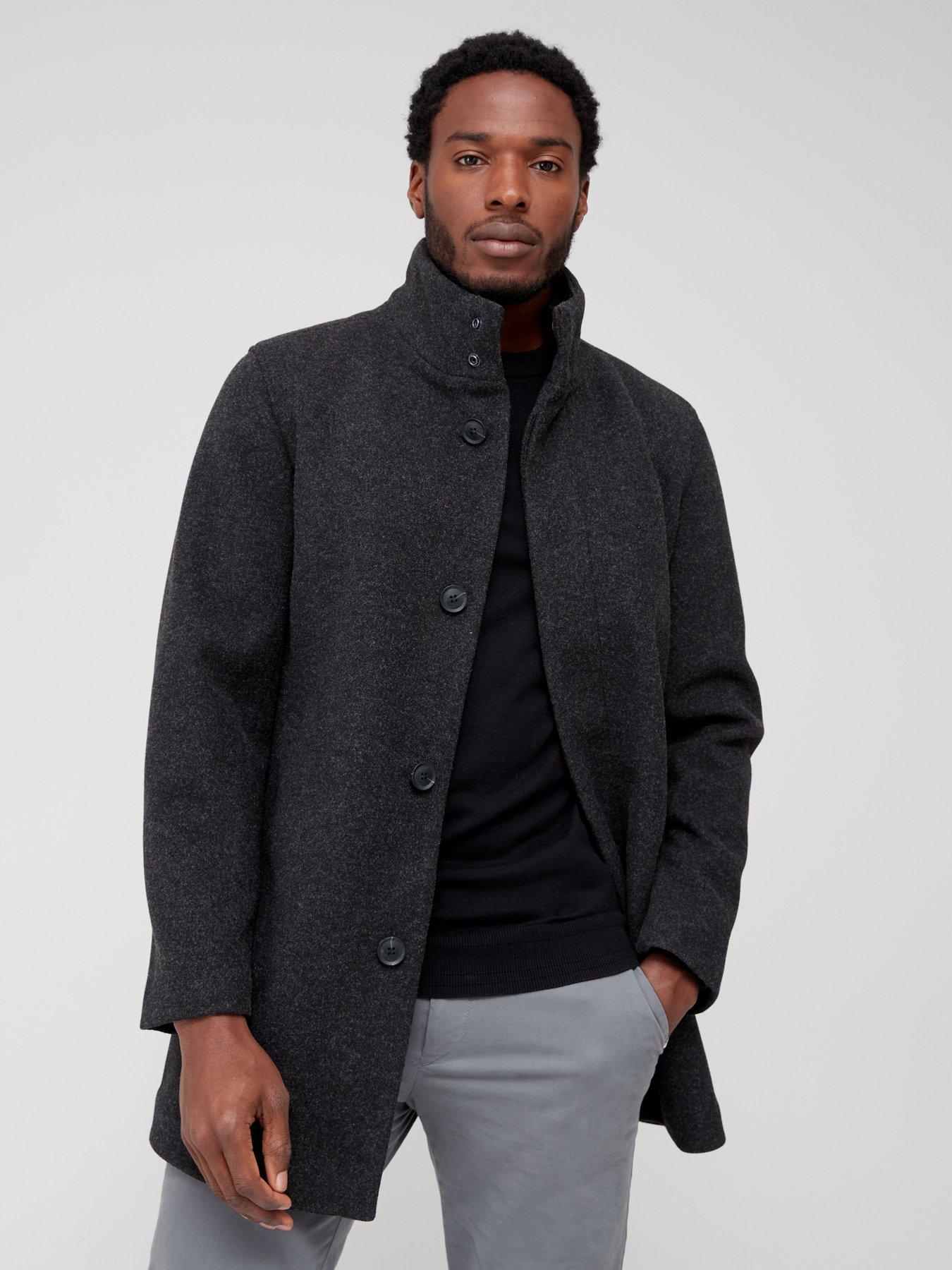 Faux wool hot sale coat mens