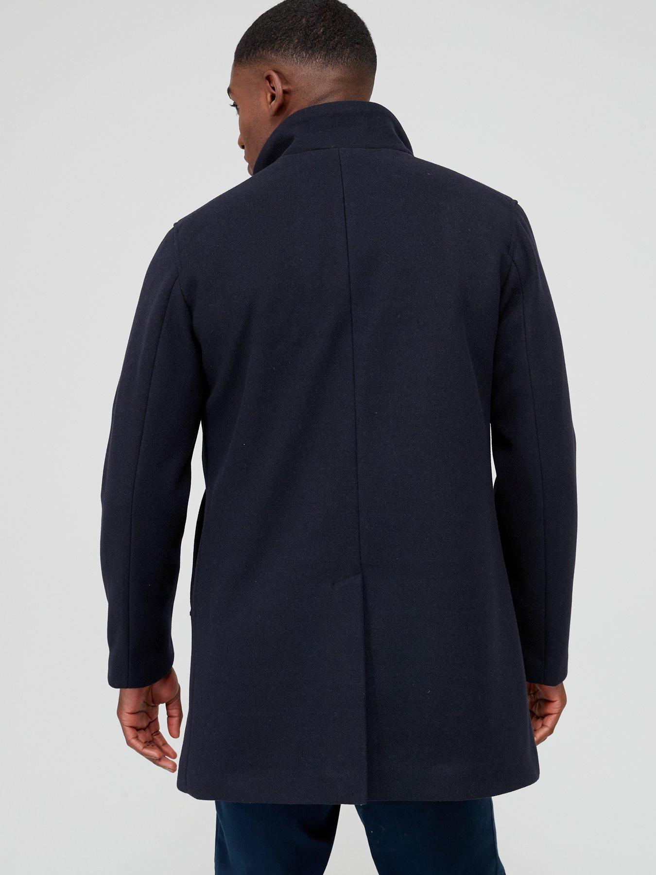 Mens navy 2024 funnel neck coat