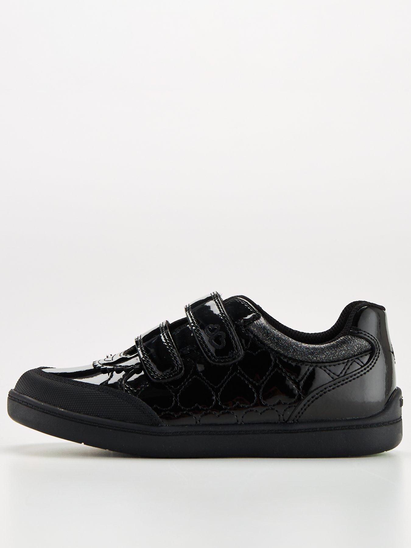 Image 1 of 6 of V by Very ToeZone Girls Leather Heart Strap Trainers - Black