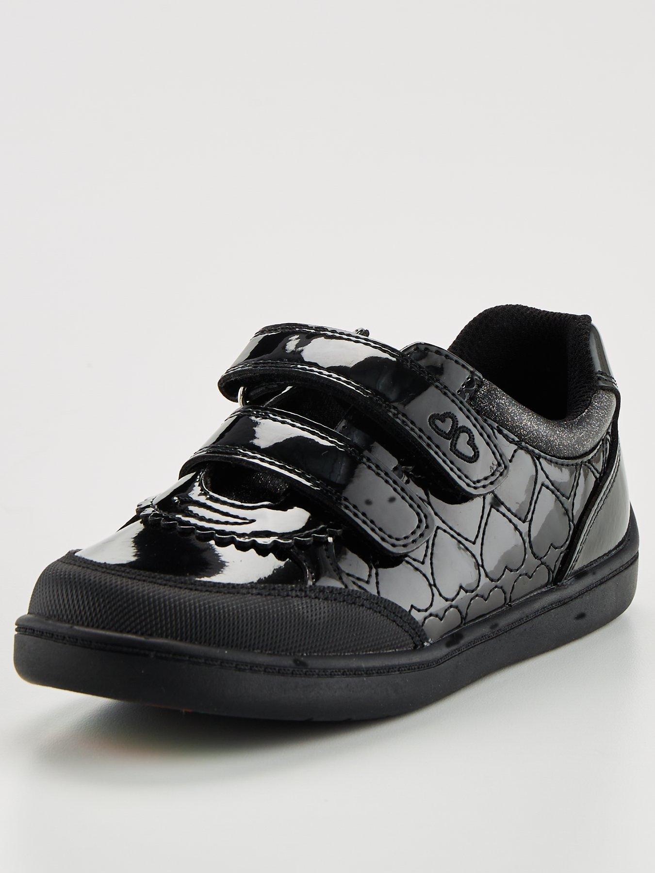 Image 3 of 6 of V by Very ToeZone Girls Leather Heart Strap Trainers - Black