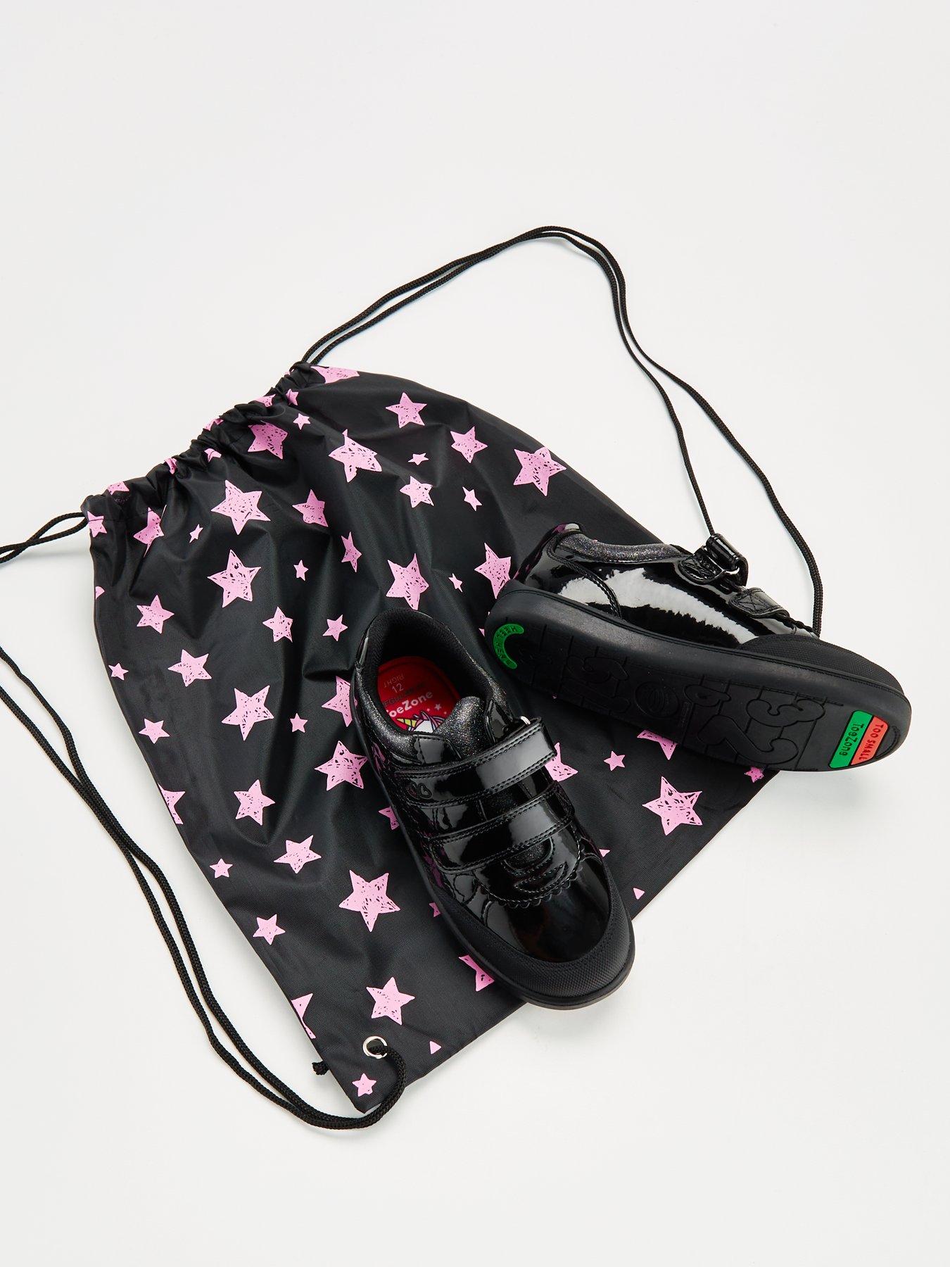 Image 6 of 6 of V by Very ToeZone Girls Leather Heart Strap Trainers - Black