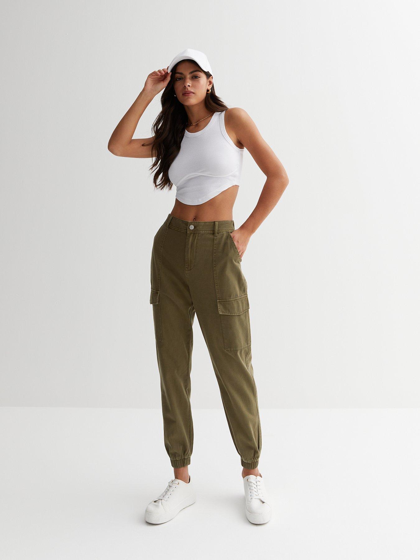 new-look-khaki-cotton-cuffed-cargo-trousersback