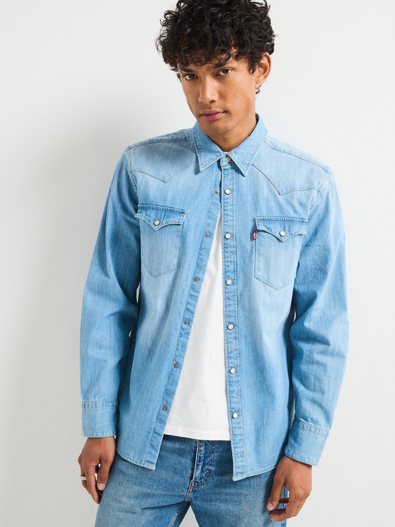Image of Levi's Levis Barstow Denim Western Shirt - Light Blue