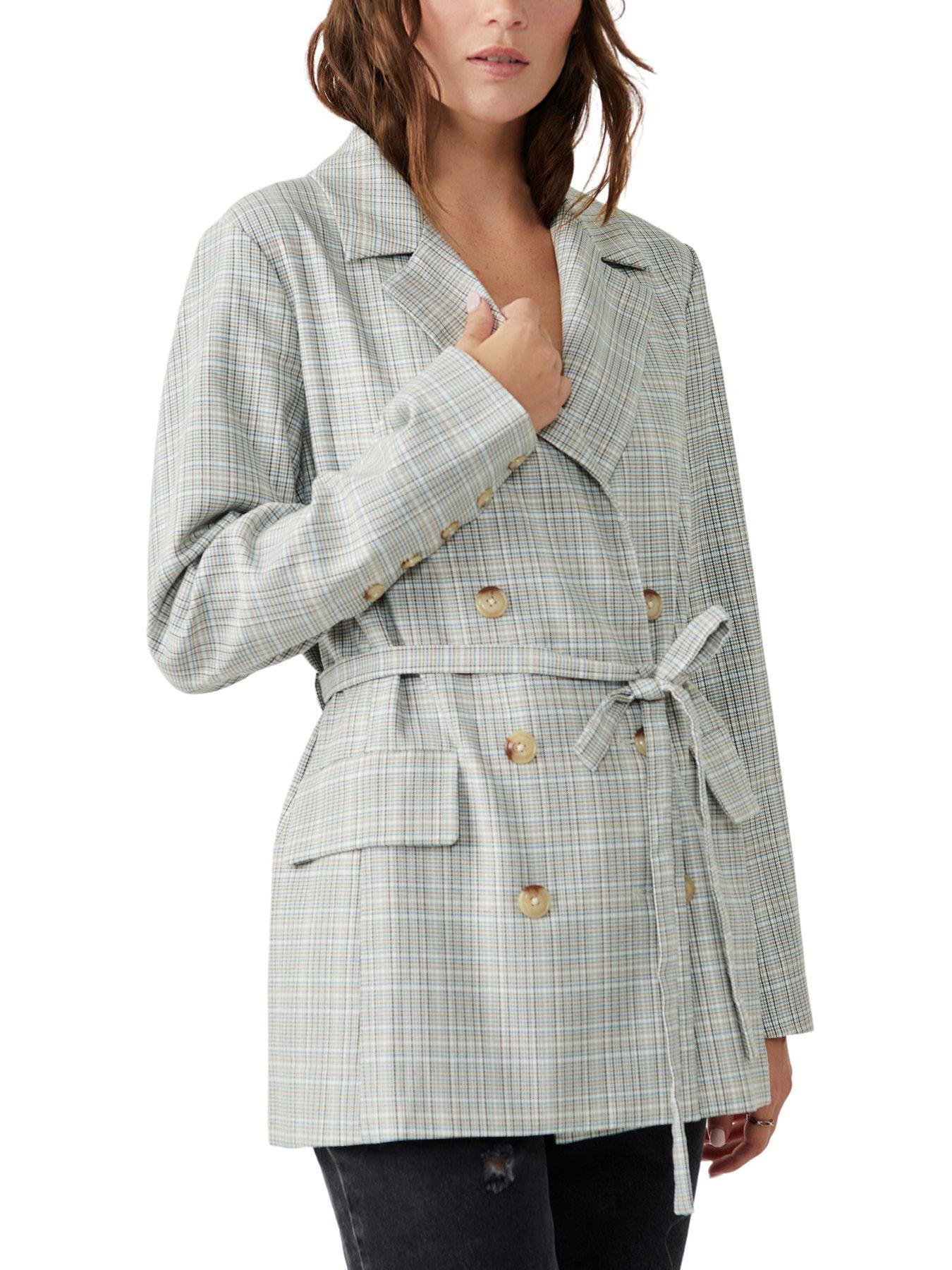 Olivia Plaid Blazer Neutral