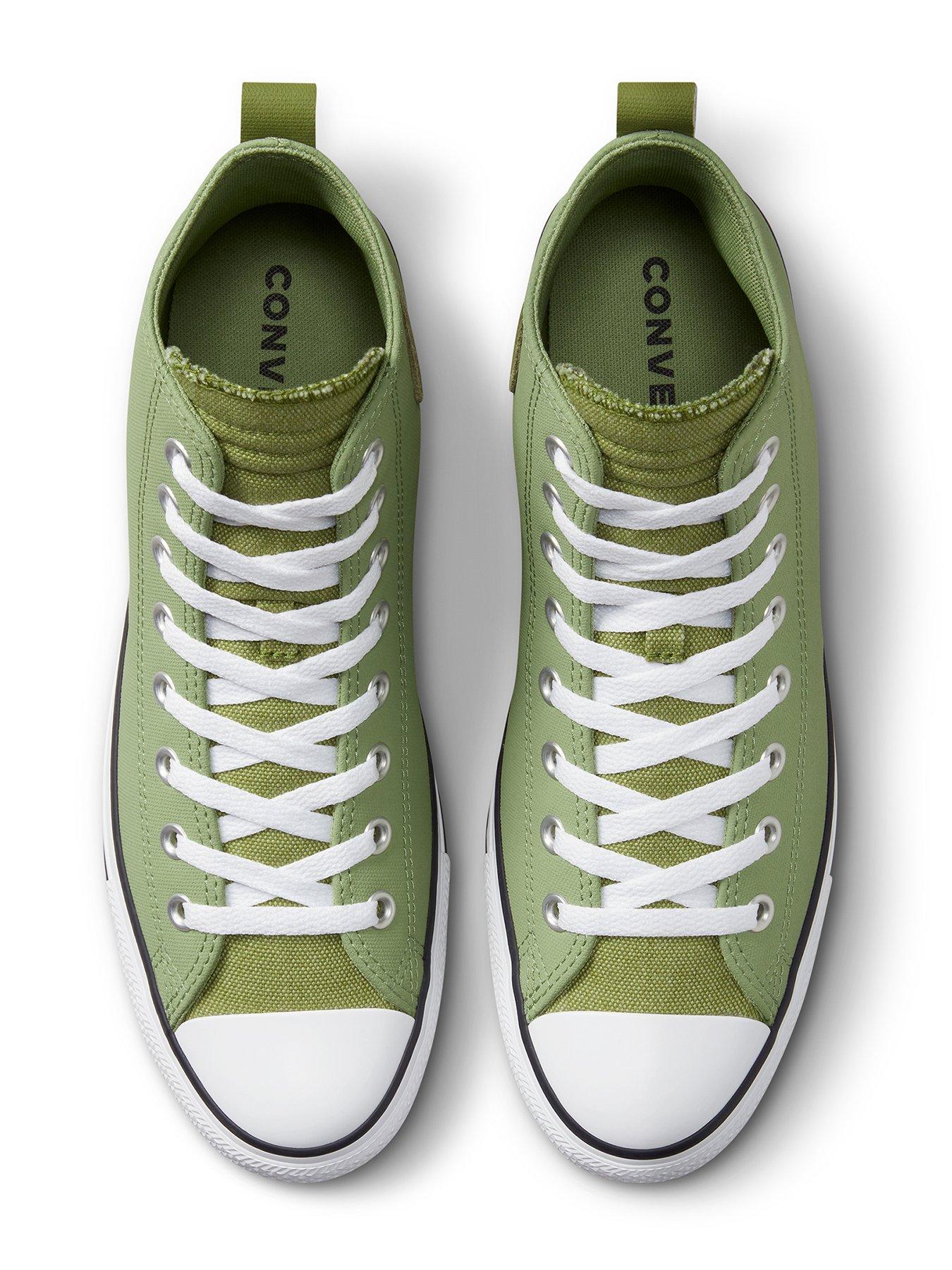 Khaki green converse high on sale tops