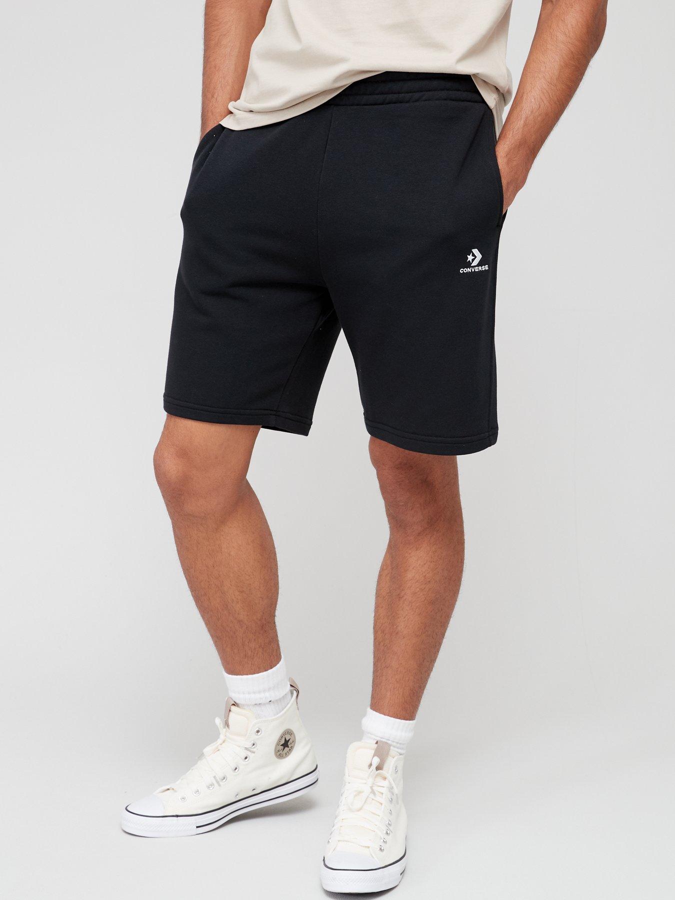 Image 1 of 4 of Converse Star Chevron Fleece Shorts - Black