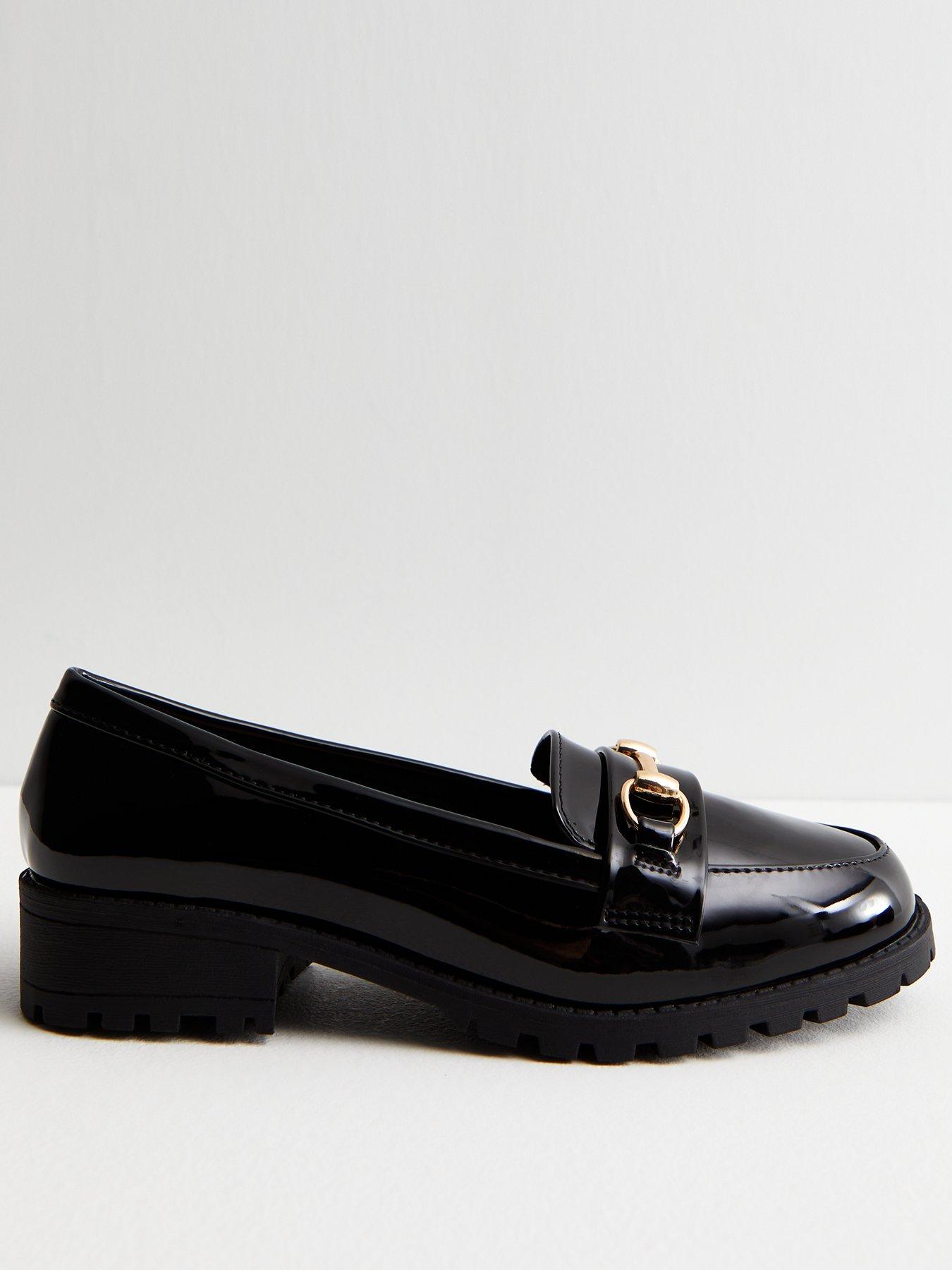 New look black hot sale patent loafers