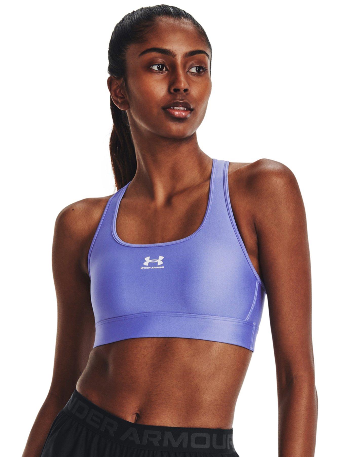 Womens Under Armour Heatgear Mid Impact Sports Bra Burgundy Large