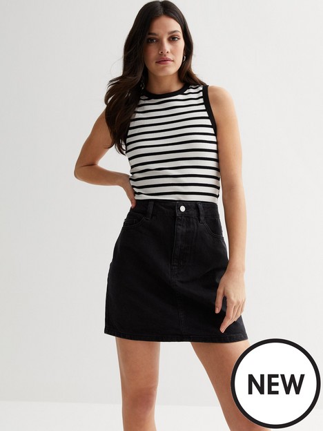 new-look-black-high-waist-denim-mom-skirt