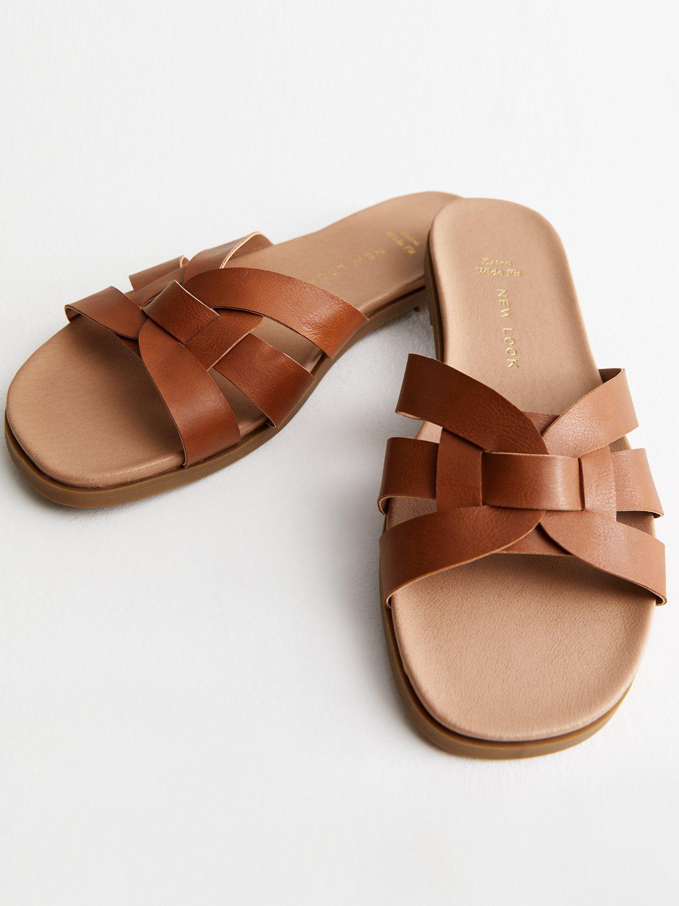 Tan 2025 leather sliders