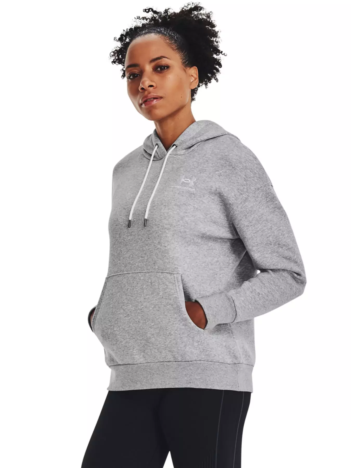 Womens Essential Fleece Hoodie - Brown/White