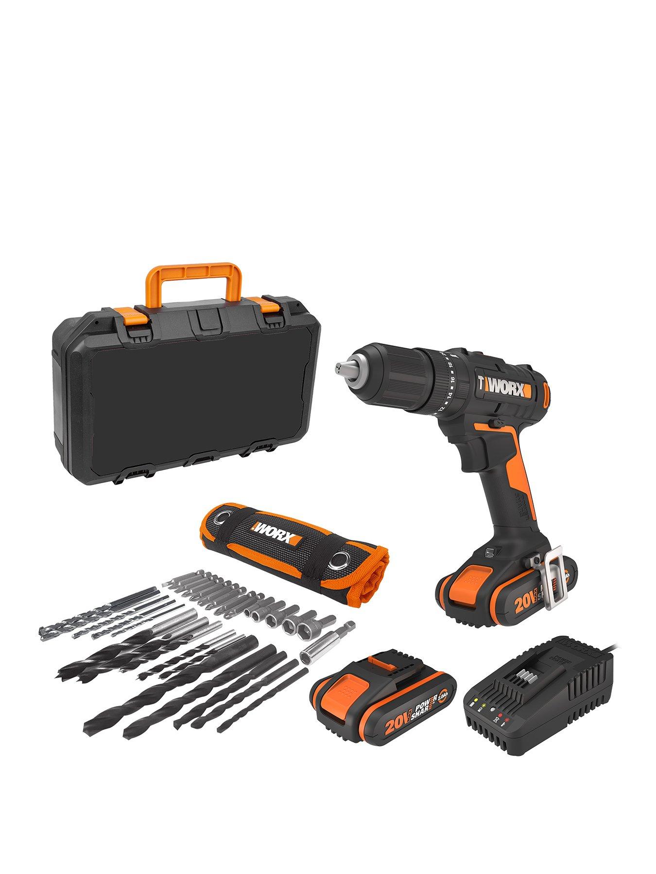 Worx cordless hammer drill with 2 20v batteries sale