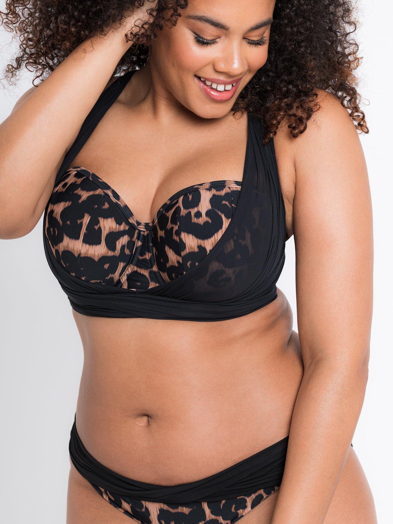 Image 1 of 4 of Curvy Kate Curvy Kate Wrapsody Bandeau Bikini Top Leopard Print