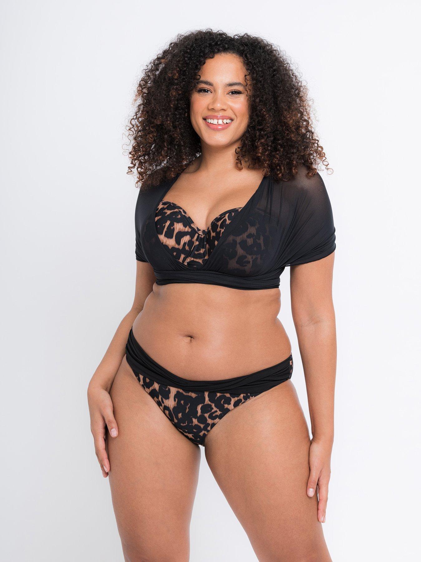 Image 3 of 4 of Curvy Kate Curvy Kate Wrapsody Bandeau Bikini Top Leopard Print