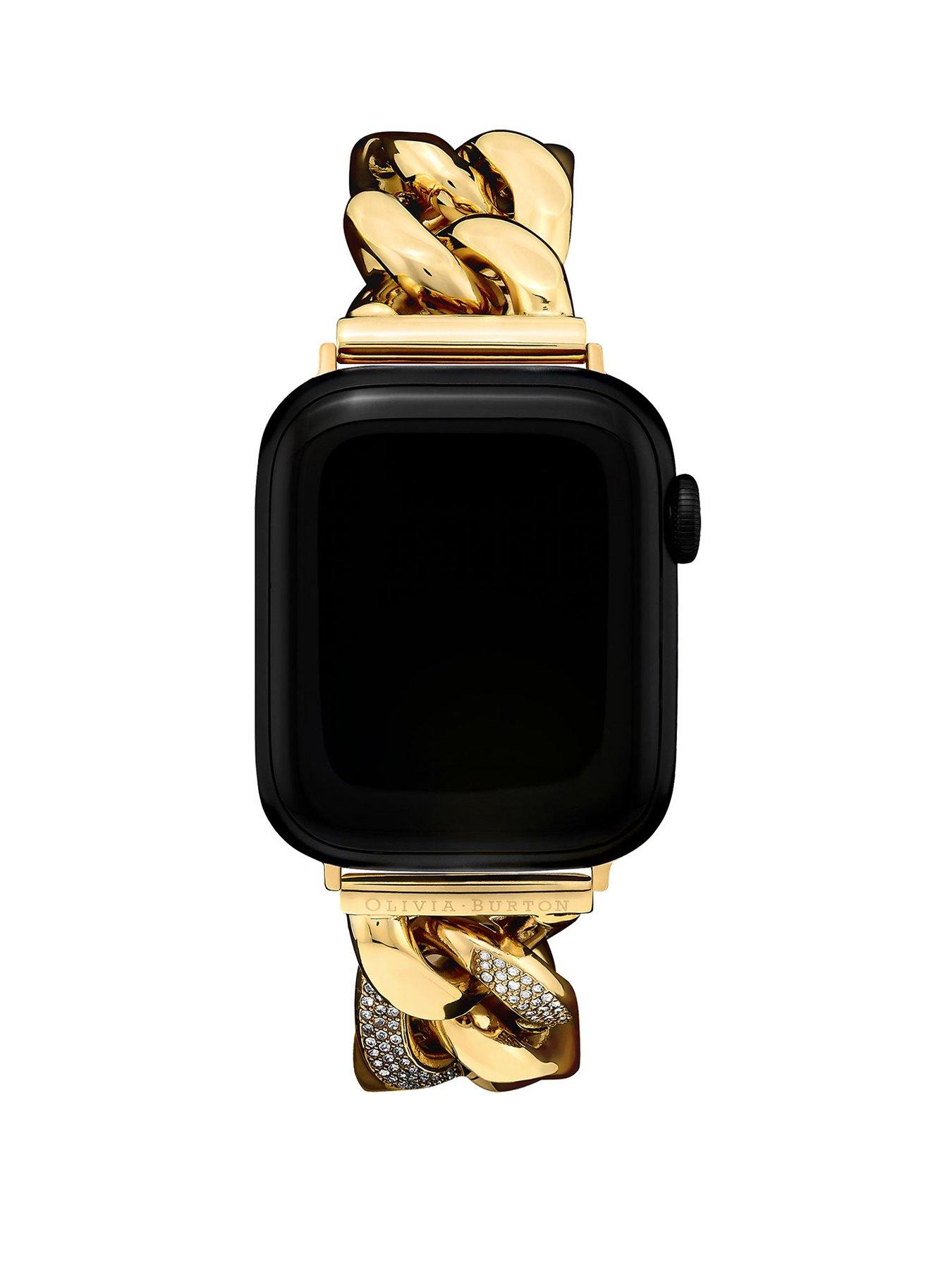 Olivia Burton Gold Chain Apple Watch Bracelet with Floral Link. 38