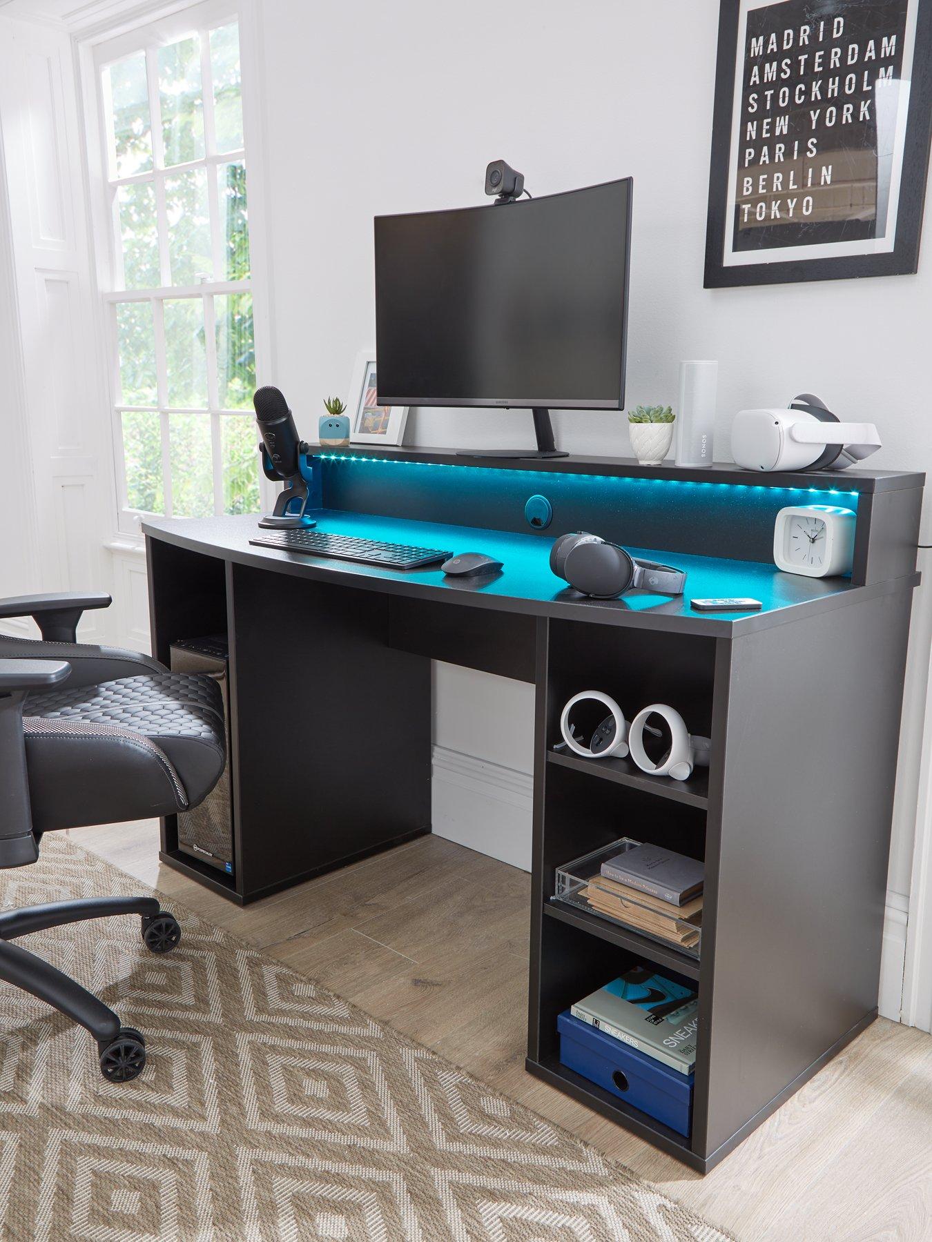 The Very Collection Ayo Compact Gaming Desk with Colour Changing LEDs - FSC® Certified