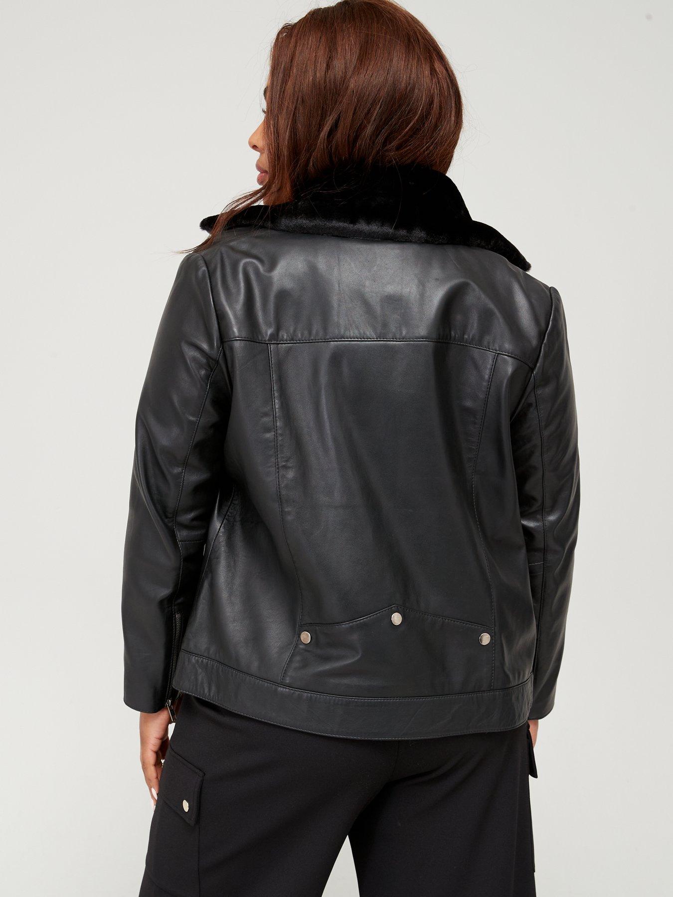 Moto jacket with 2025 faux fur collar