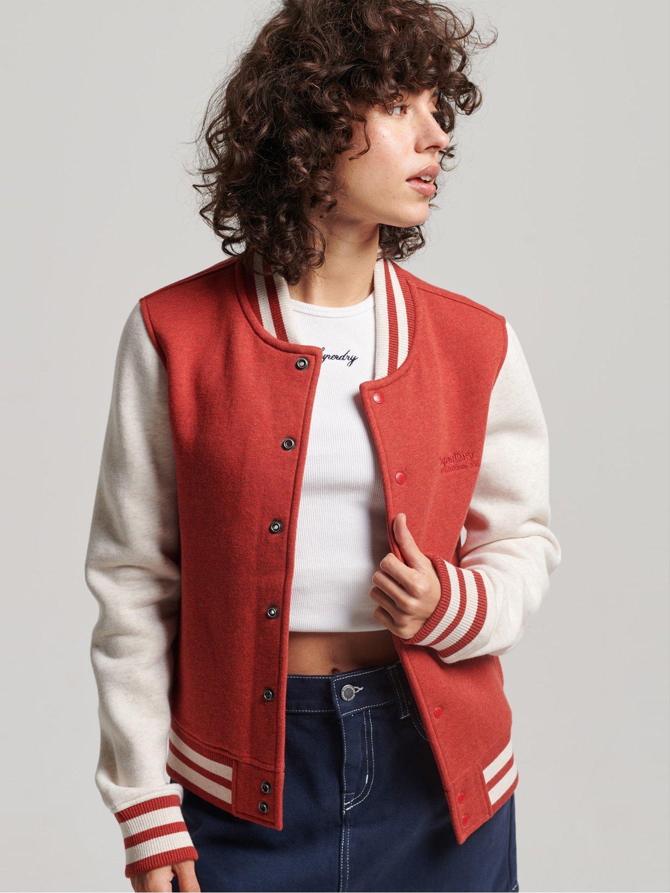 Superdry Vintage Mixed Varsity Bomber, Expedition Red, 8