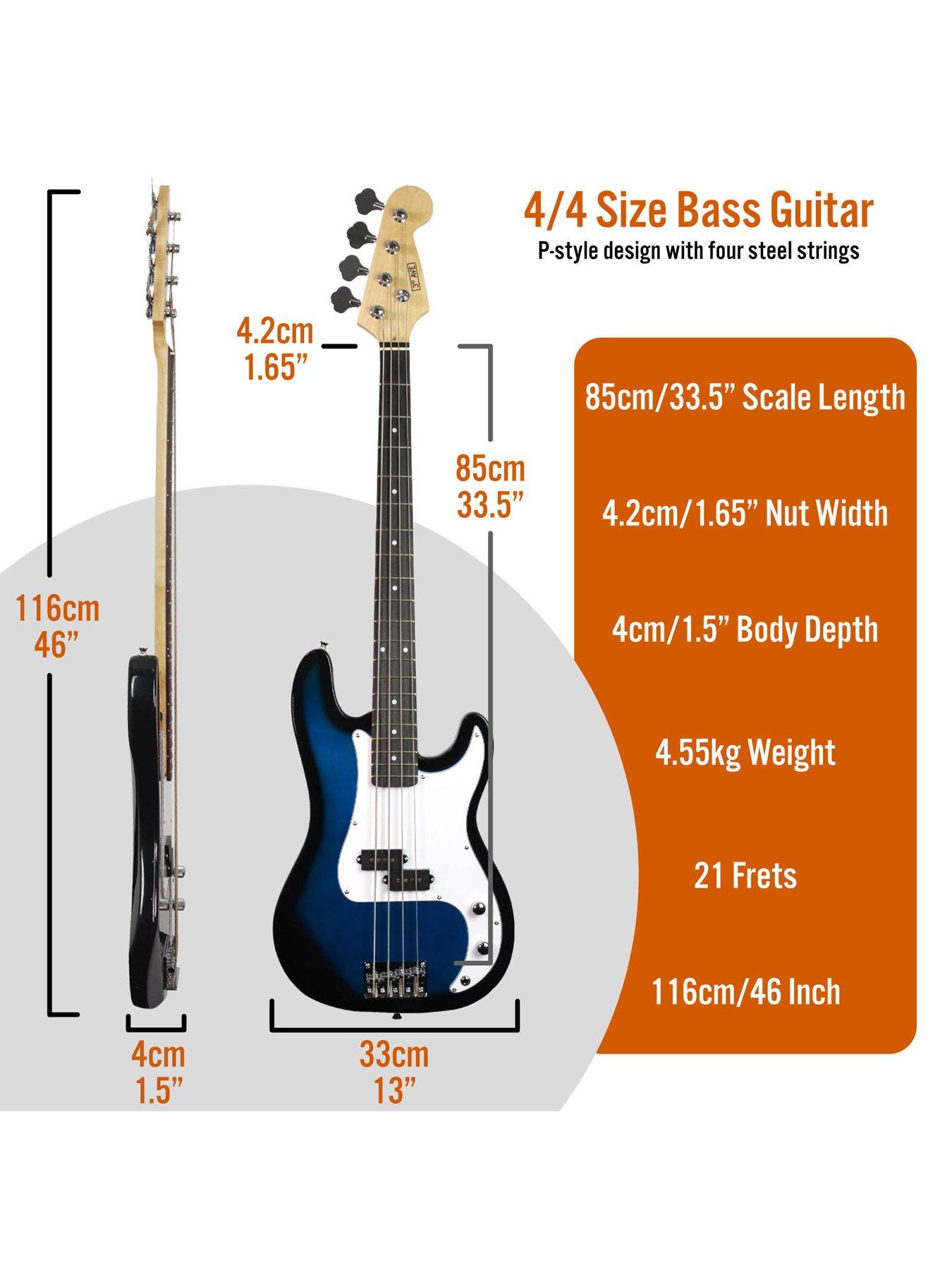Image 2 of 6 of 3rd Avenue Full Size Bass Guitar Ultimate Kit with 15W Amp - 6 Months FREE Lessons - Blueburst