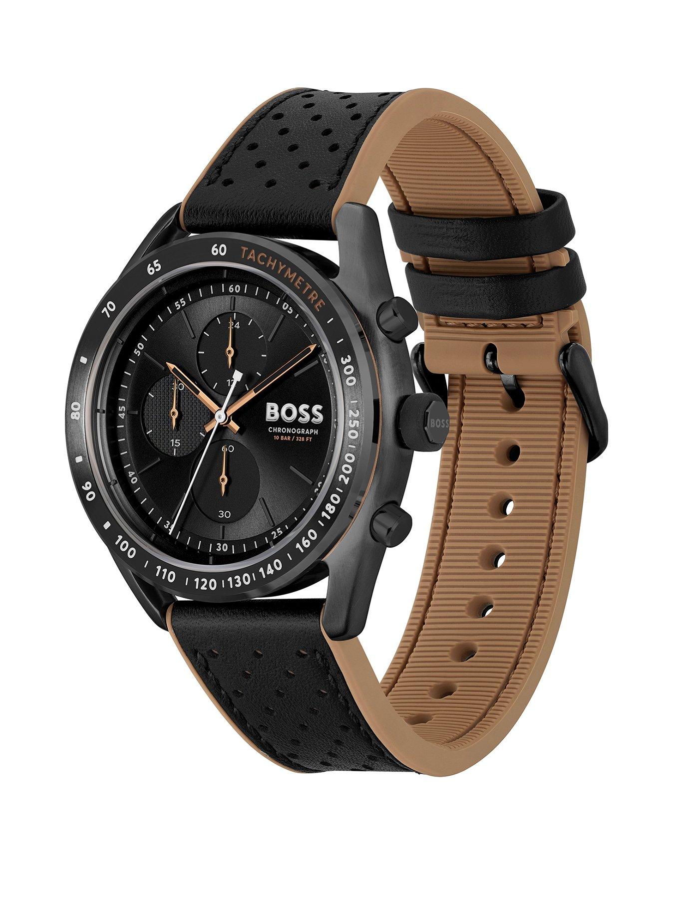 boss-gents-centre-court-black-leather-strap-watchstillFront