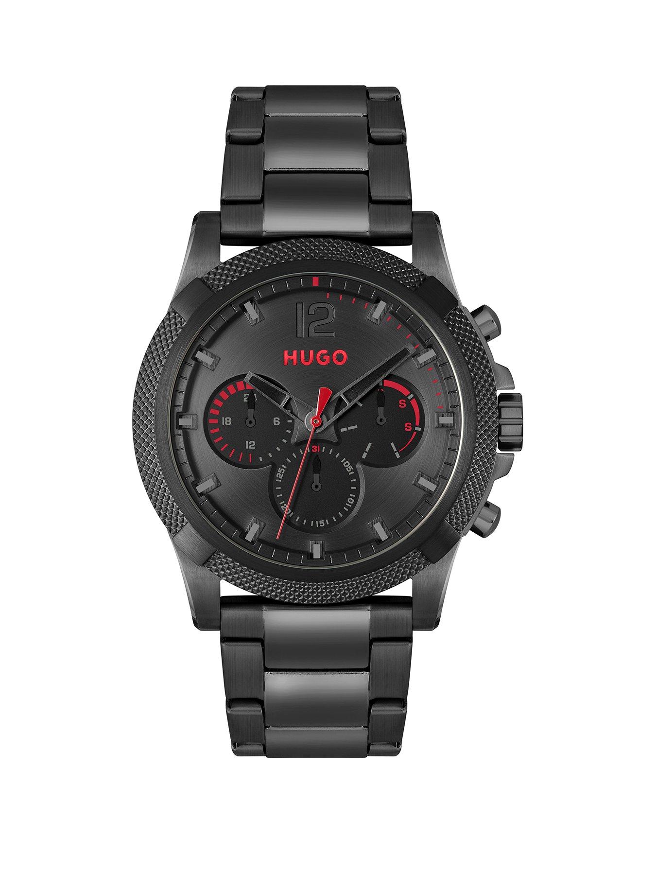 hugo-gents-impressforhim-black-ip-bracelet-watchfront