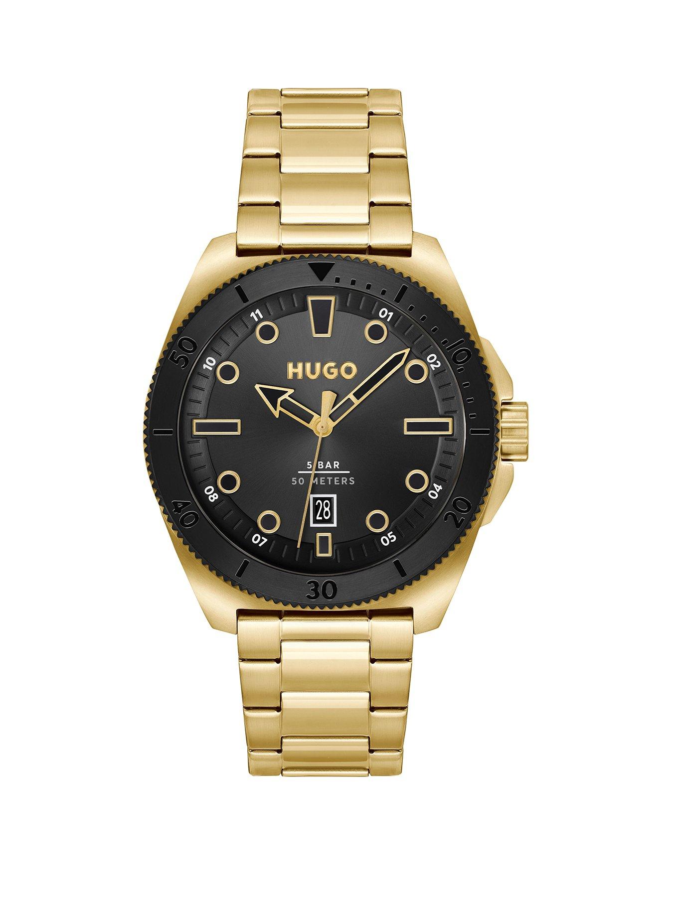 hugo-gents-visit-gold-ip-bracelet-watch