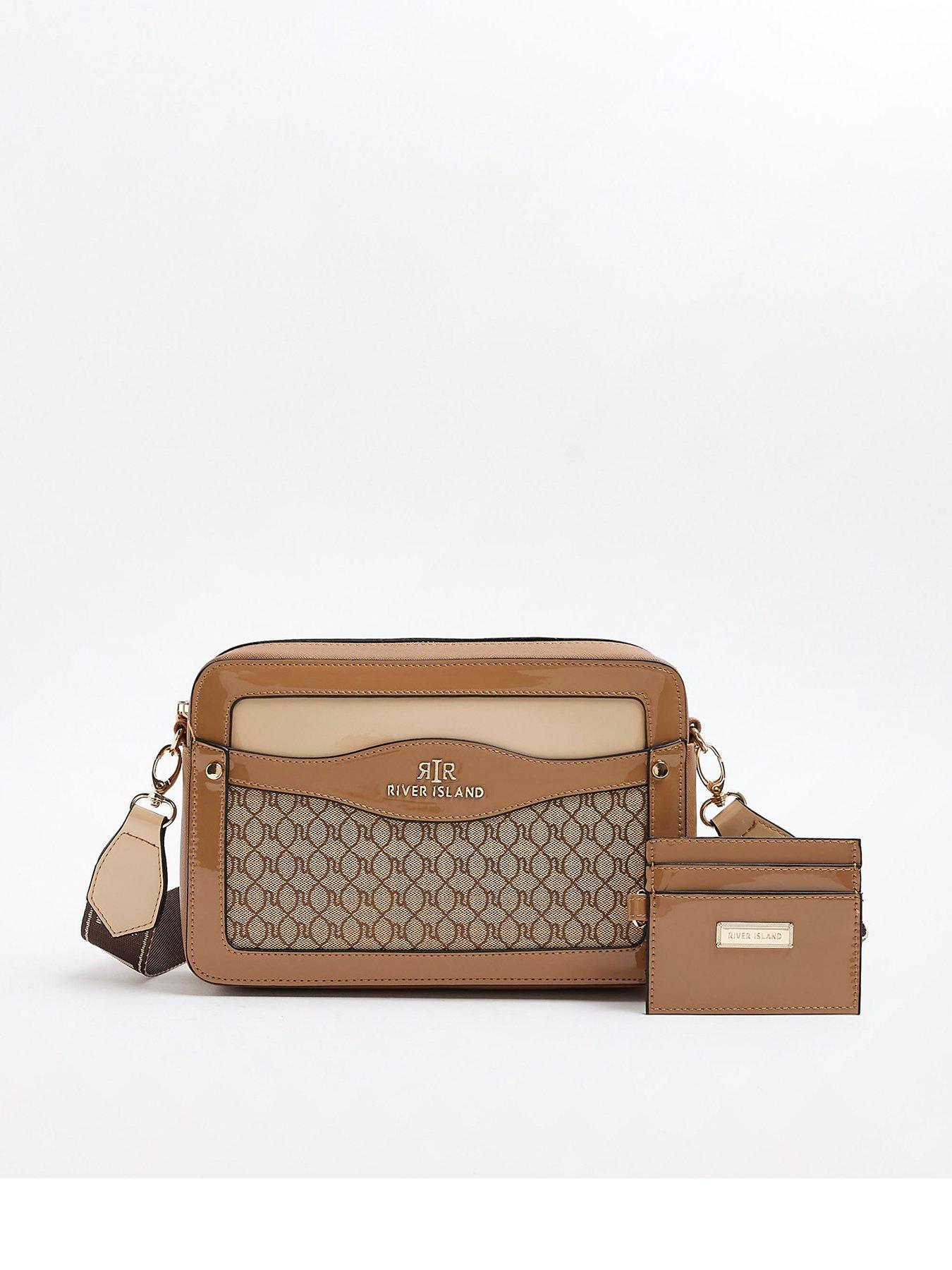 Panelled Monogram Boxy Handbag Brown