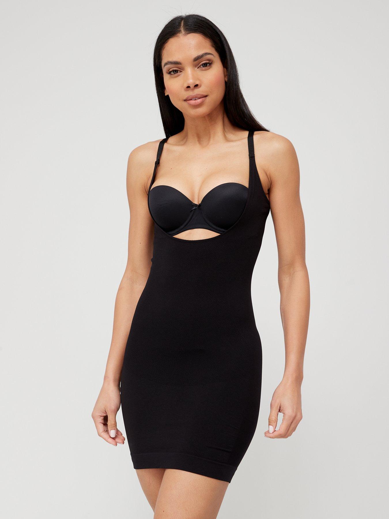 V by Very Wear Your Own Bra Shapewear Slip Dress - Black