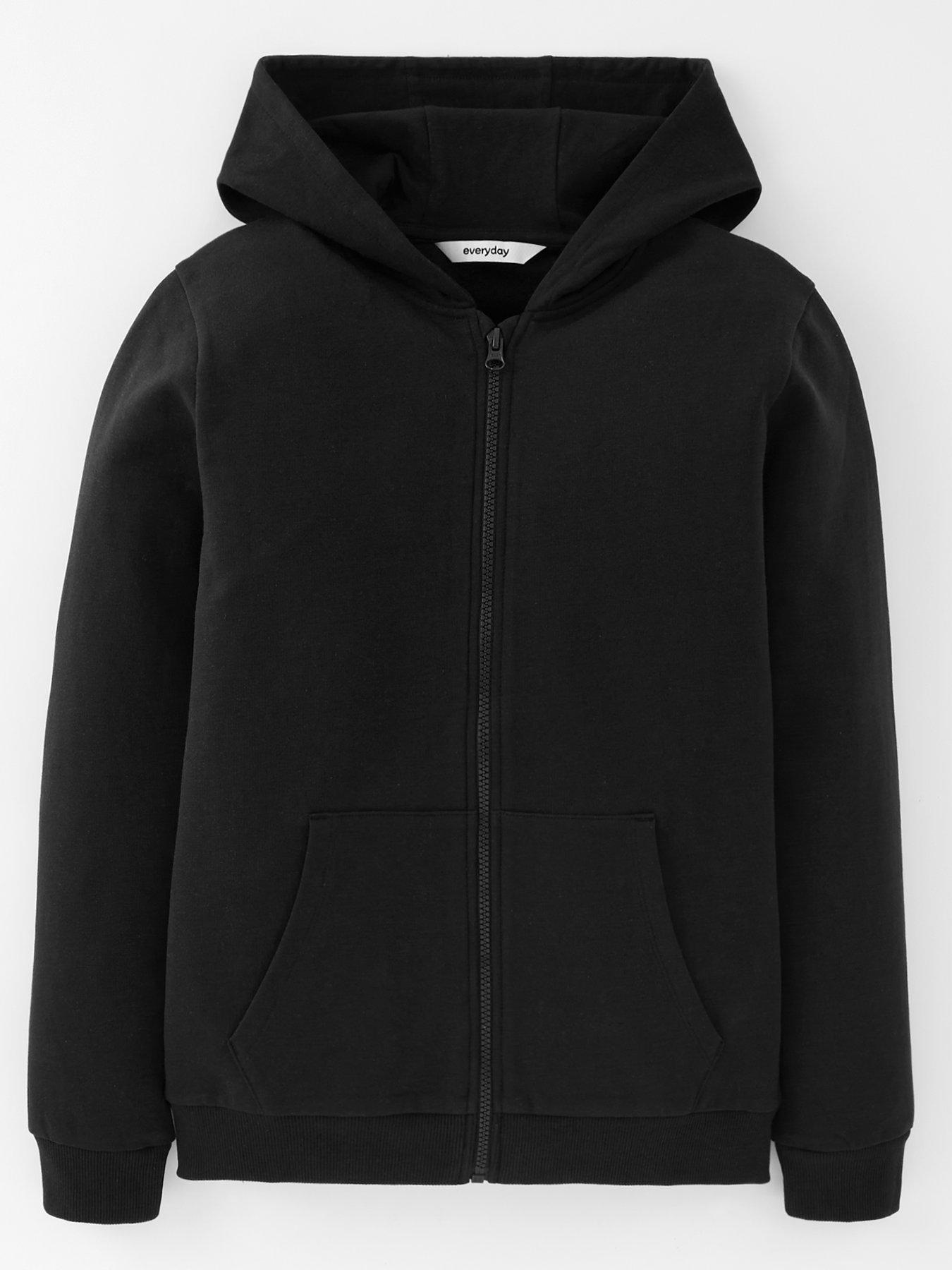 everyday-unisex-black-zip-through-hoodiestillFront