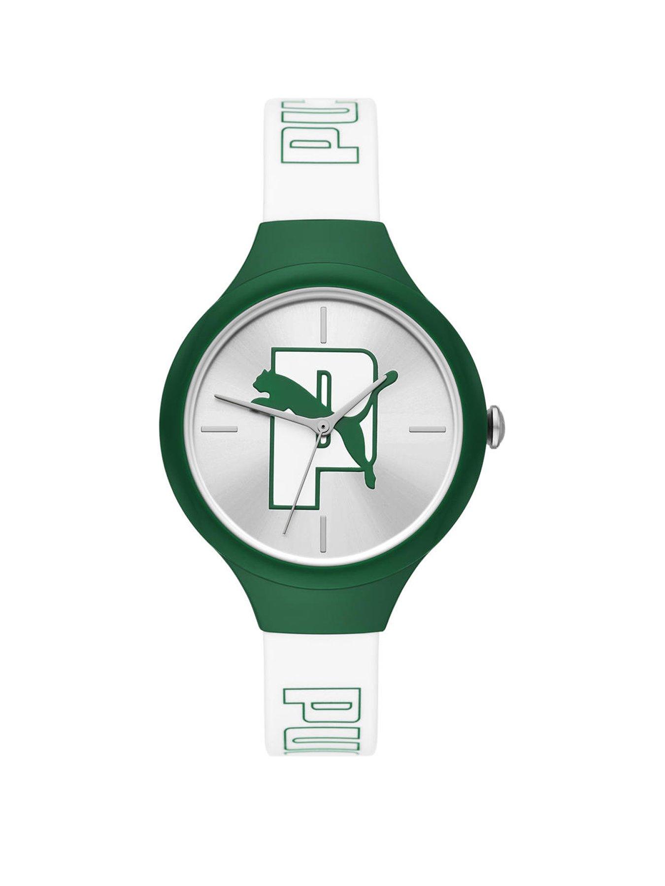 puma-contour-3-hand-green-and-white-polyurethane-watch