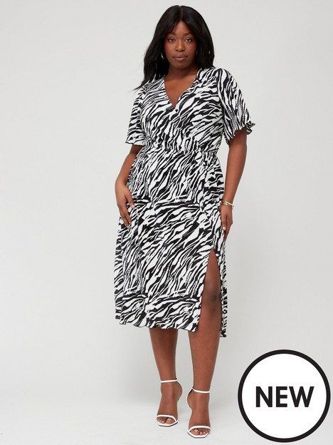 v-by-very-curve-zebra-print-wrap-front-short-sleeve-plisse-midi-dress