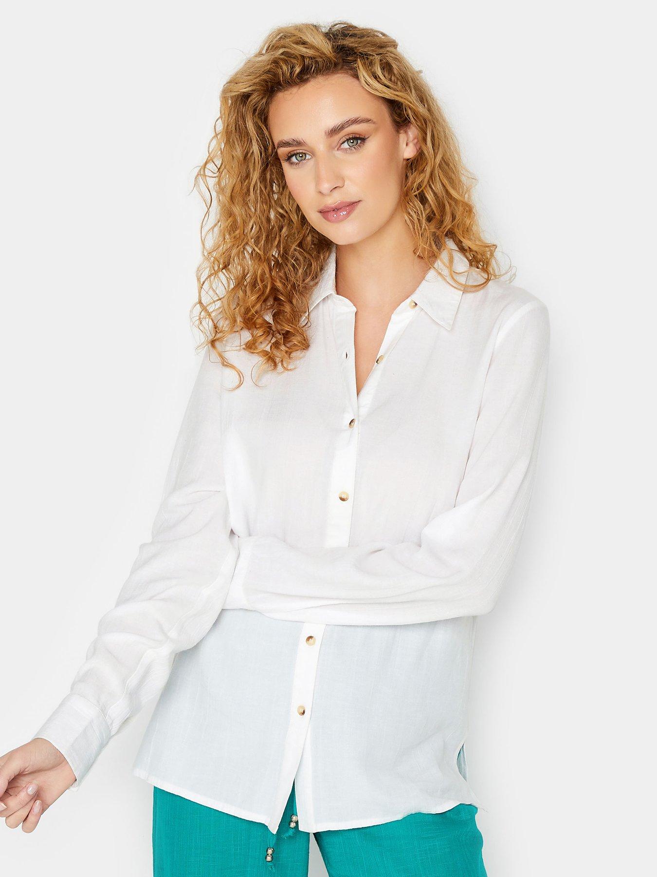 Long white outlet linen shirt ladies