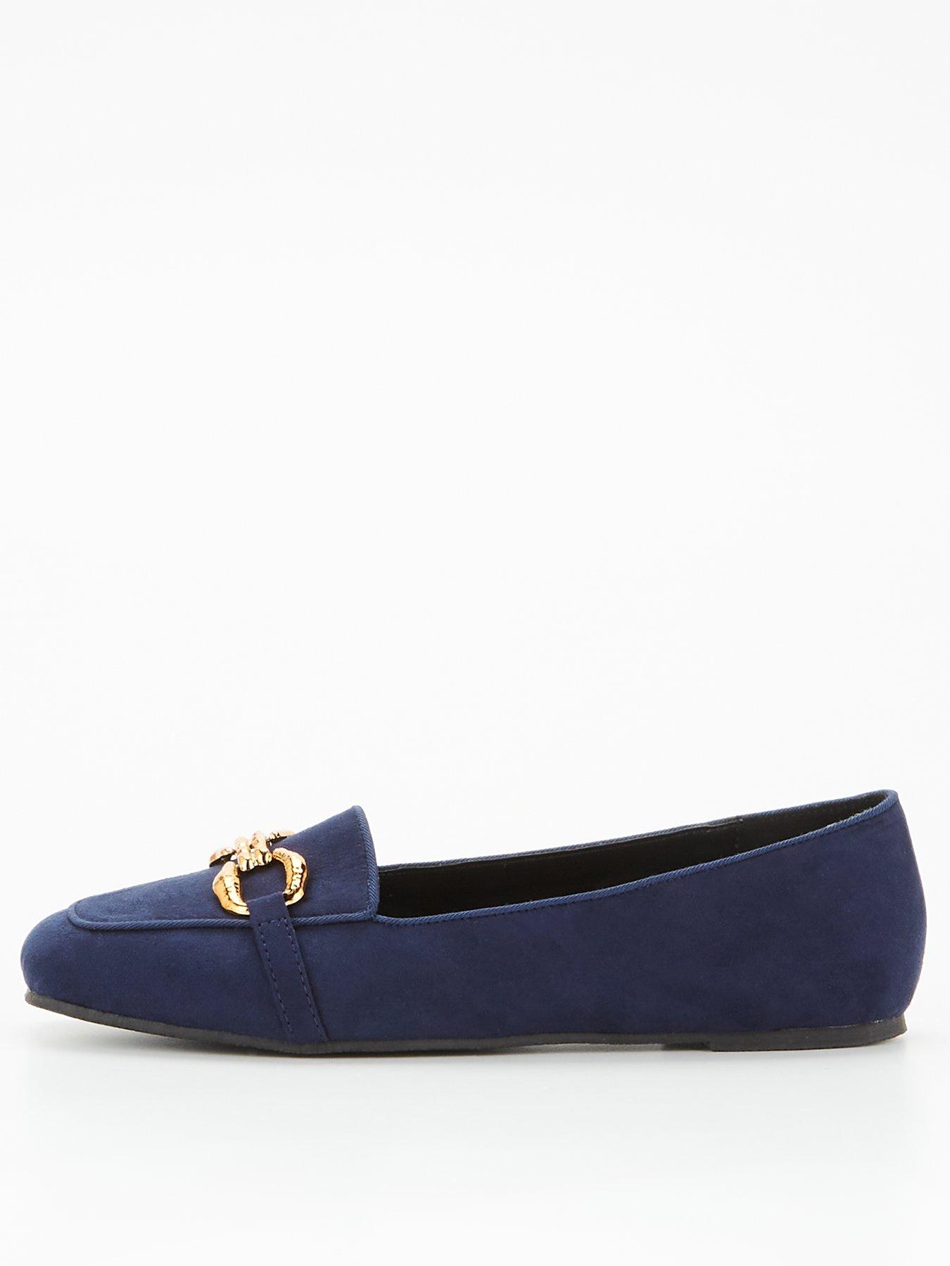 Navy wide fit loafers clearance