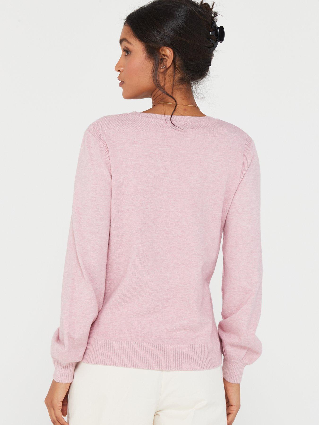 Hot Pink Soft Knit Round Neck Long Balloon Sleeve Knitted Jumper – AX Paris