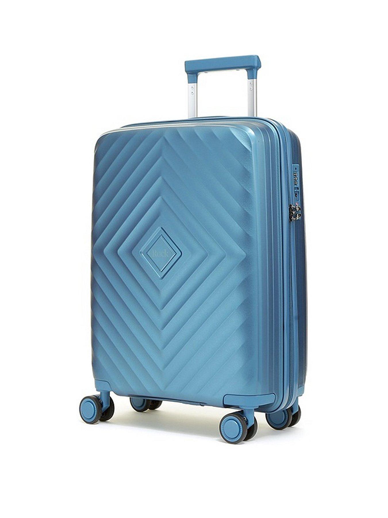 Navy blue hard store shell suitcase