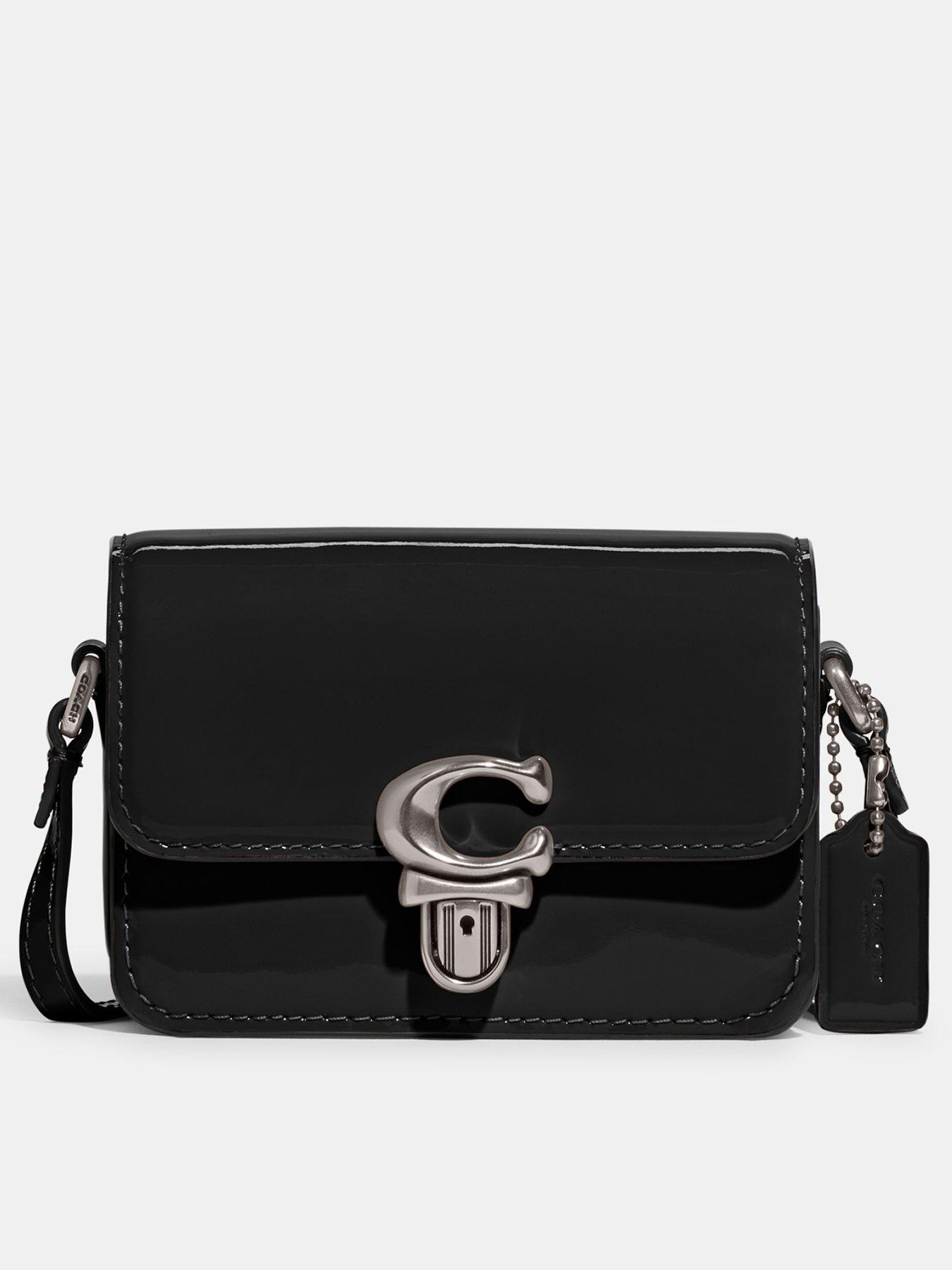 Black patent leather online coach bag