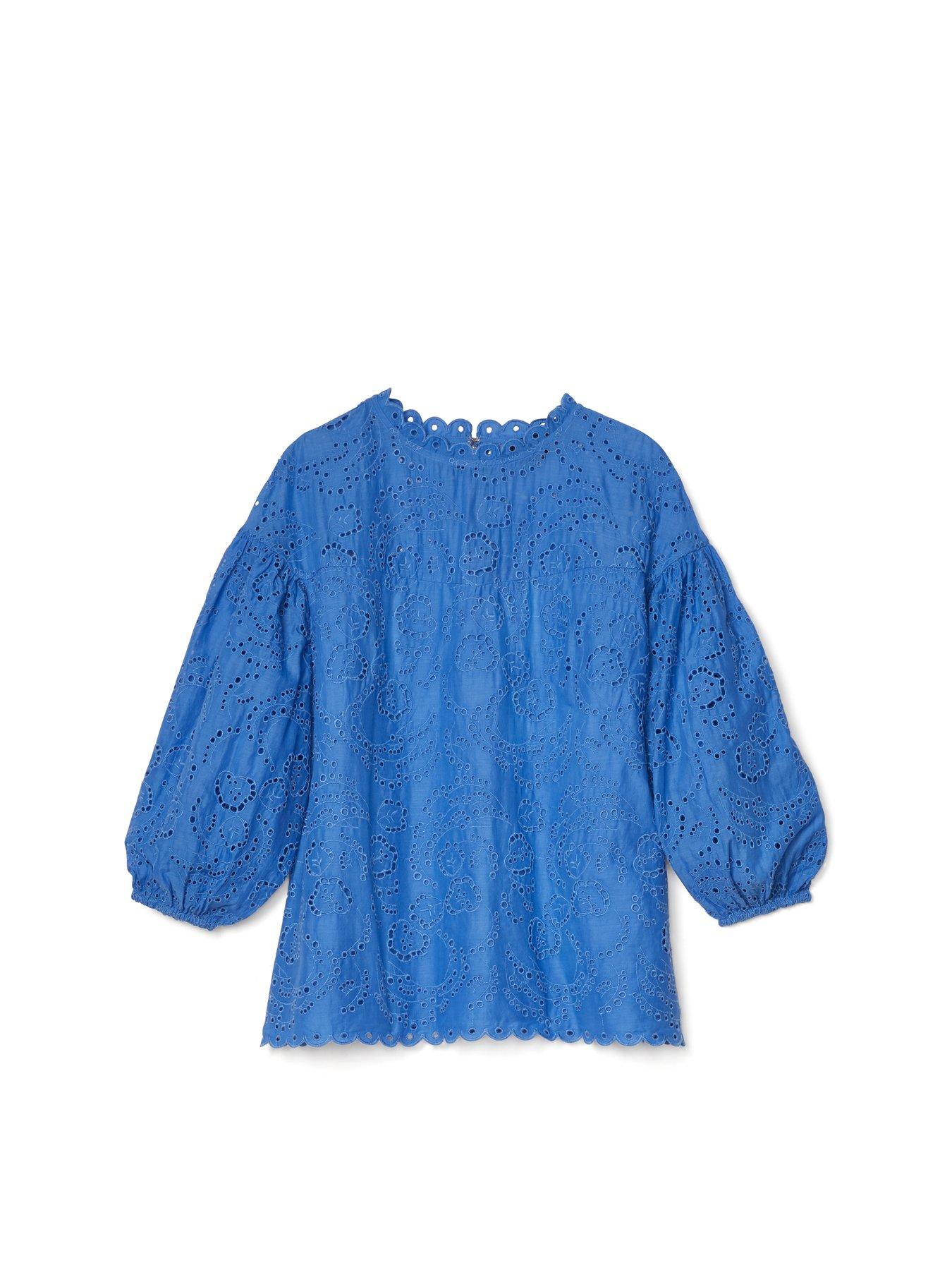 kate-spade-new-york-floral-eyelet-puff-sleeve-top-blueoutfit