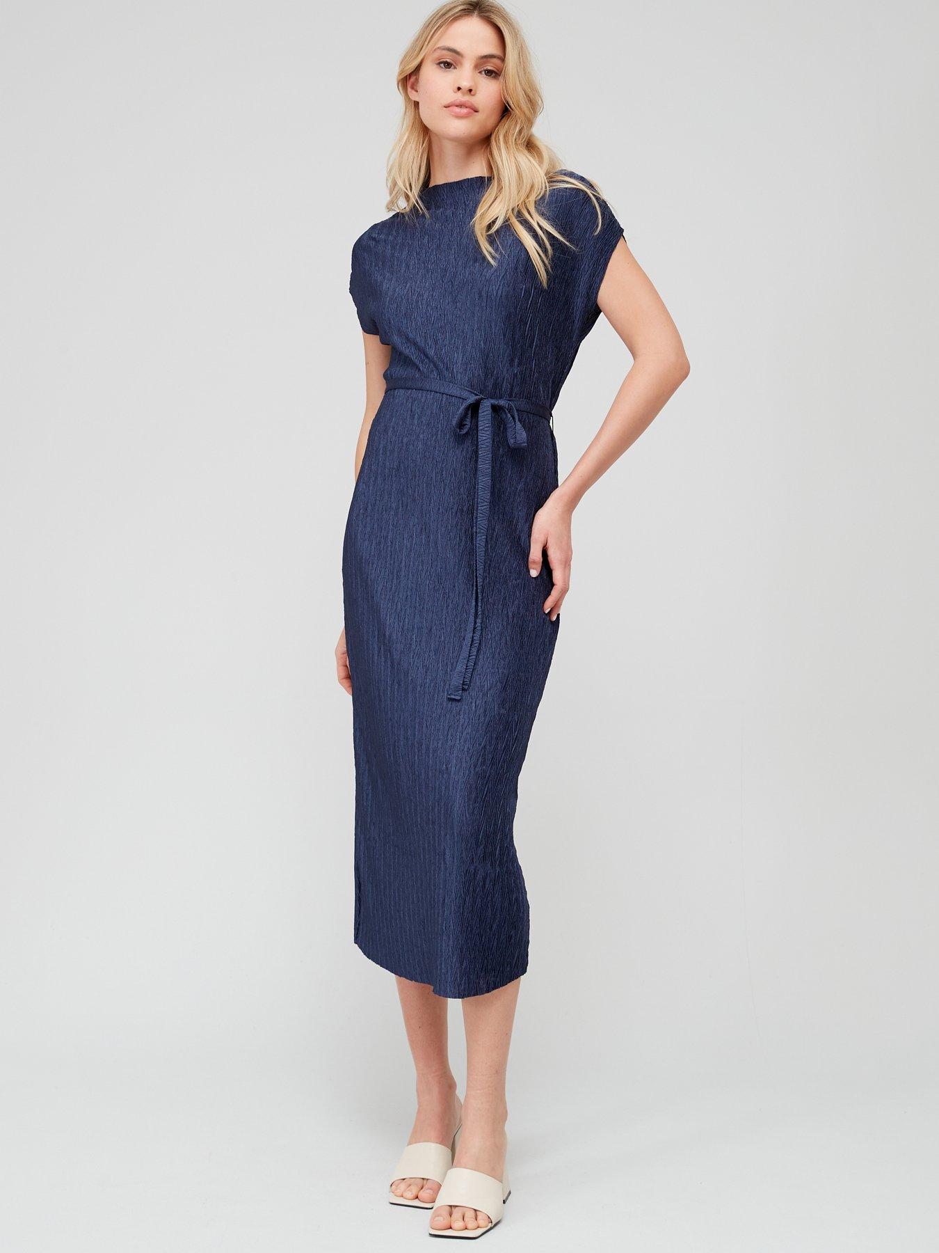 Navy best sale plisse dress