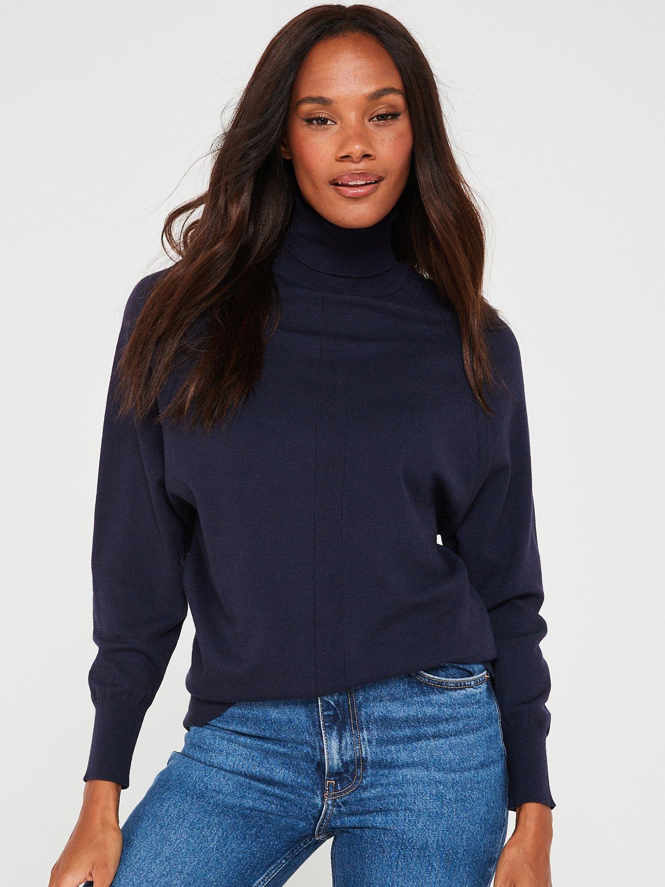 Navy blue polo discount neck jumper womens