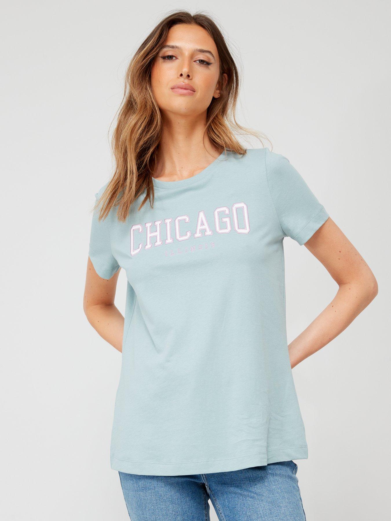 Khaki Chicago Slogan Oversized T Shirt, Tops