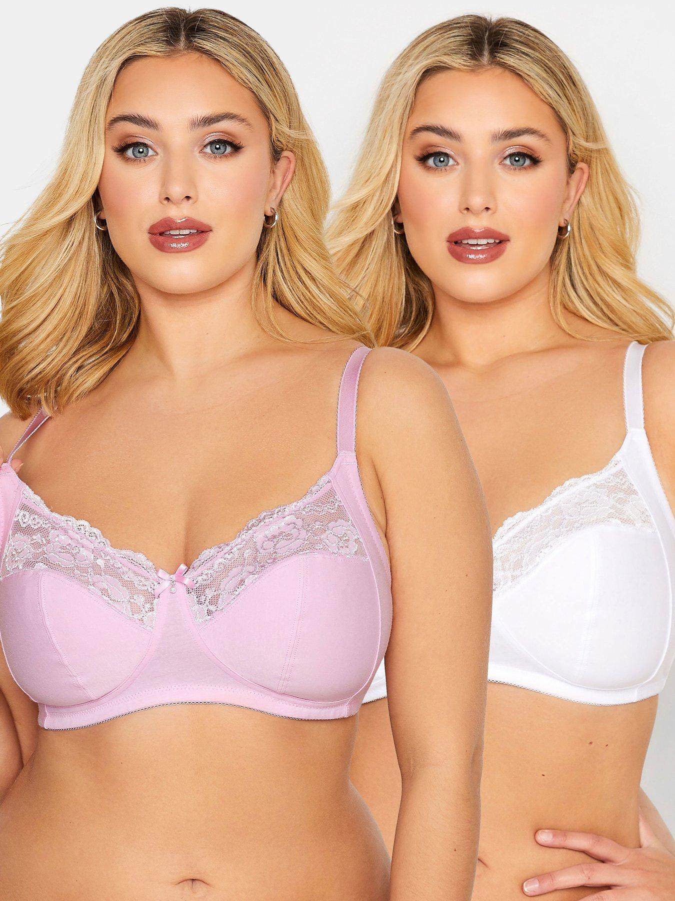 Yours Yours 2pk Non Wired Cotton Lace Trim Bra