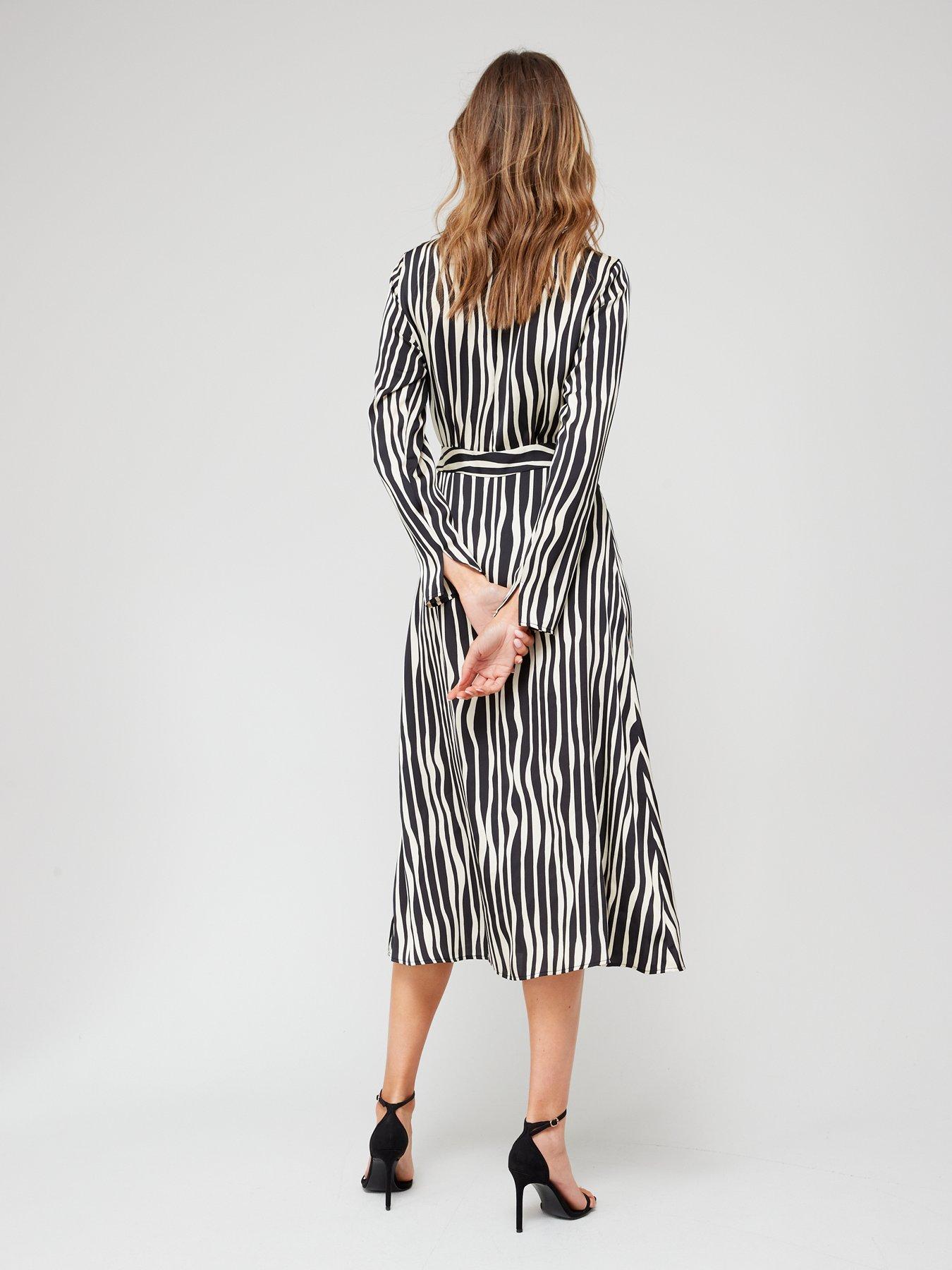 Zebra Print Midi Dress Black