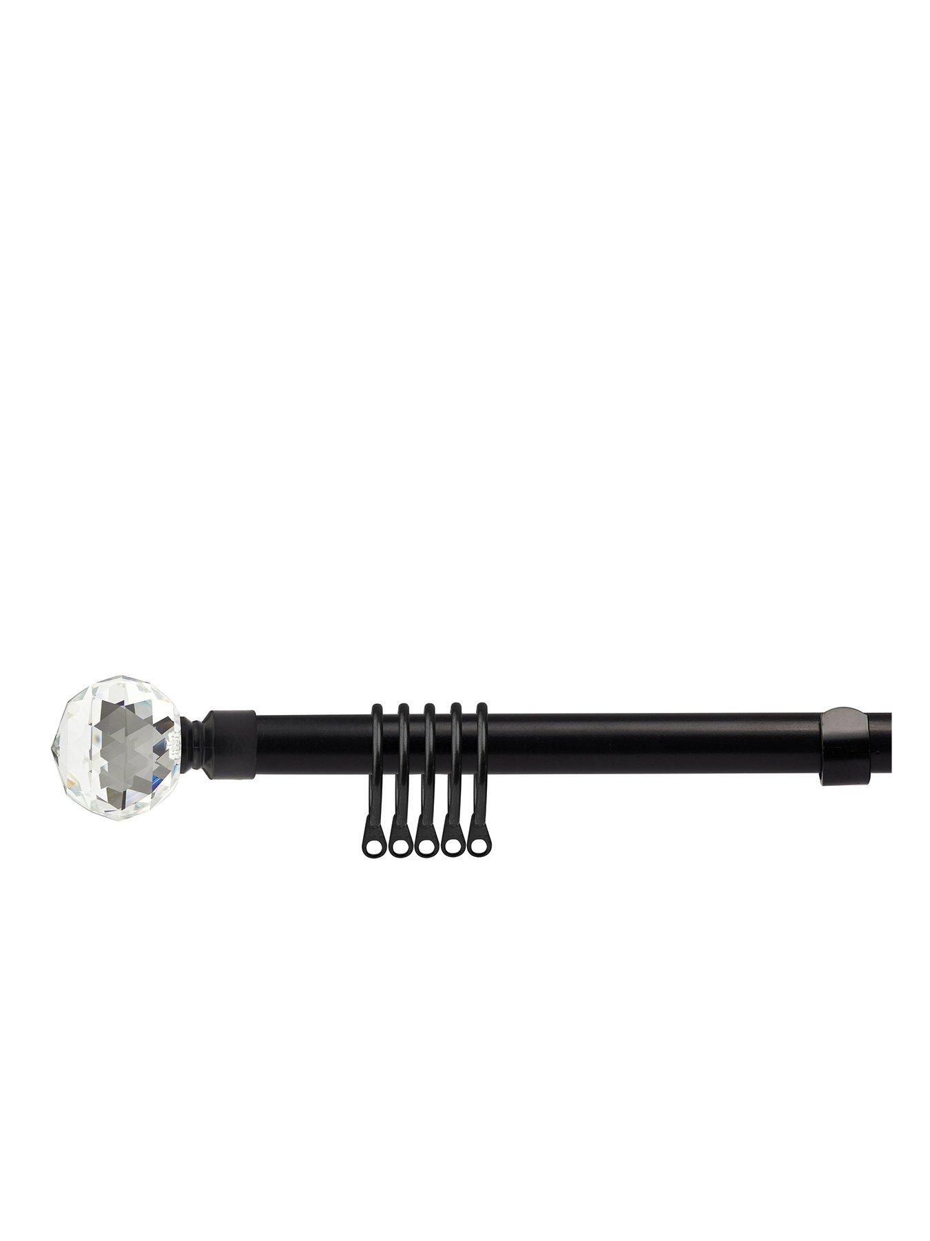 undefined Extendable Curtain Pole Kit with Crystal Finials