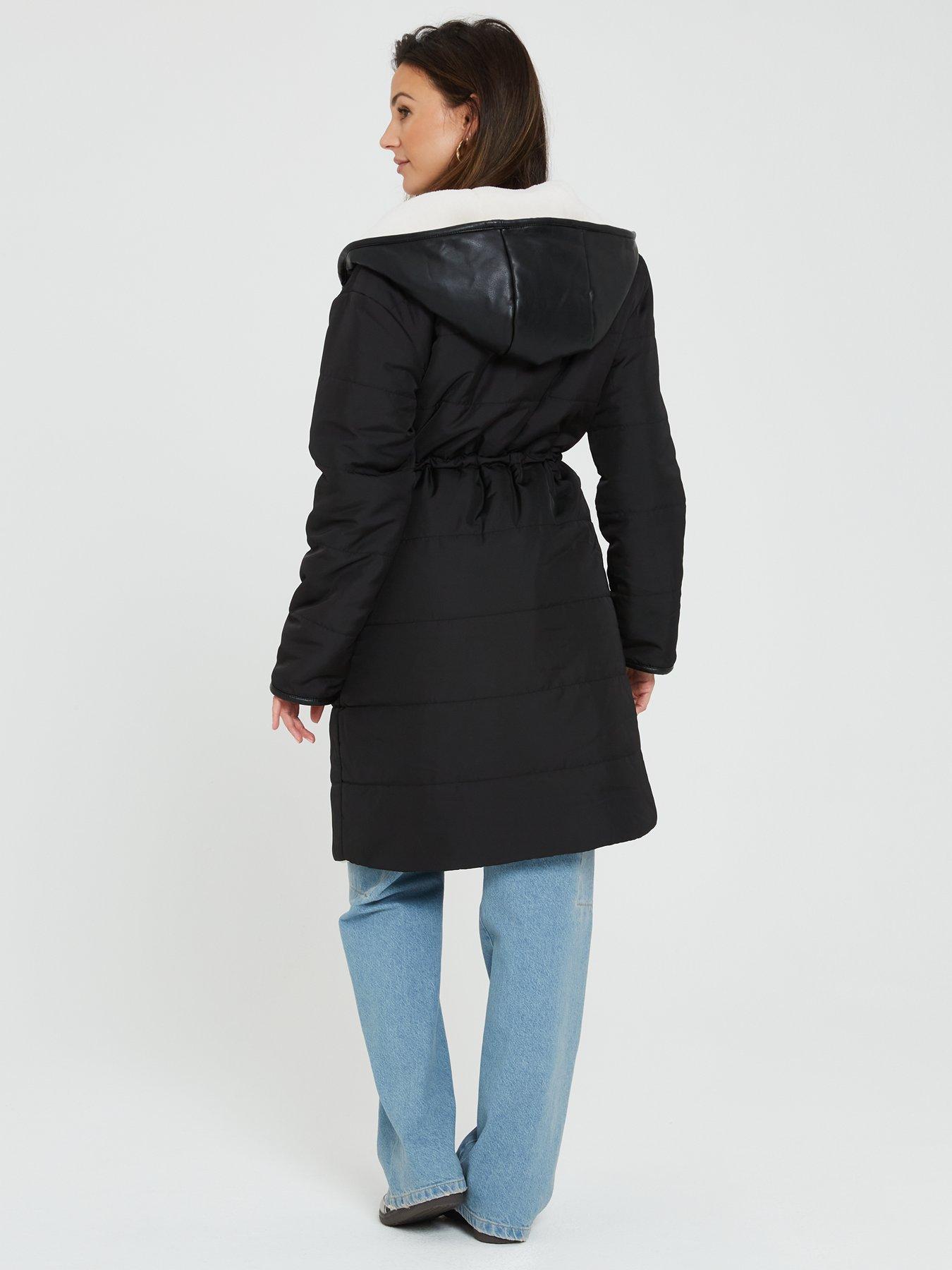 Long teddy outlet coat black