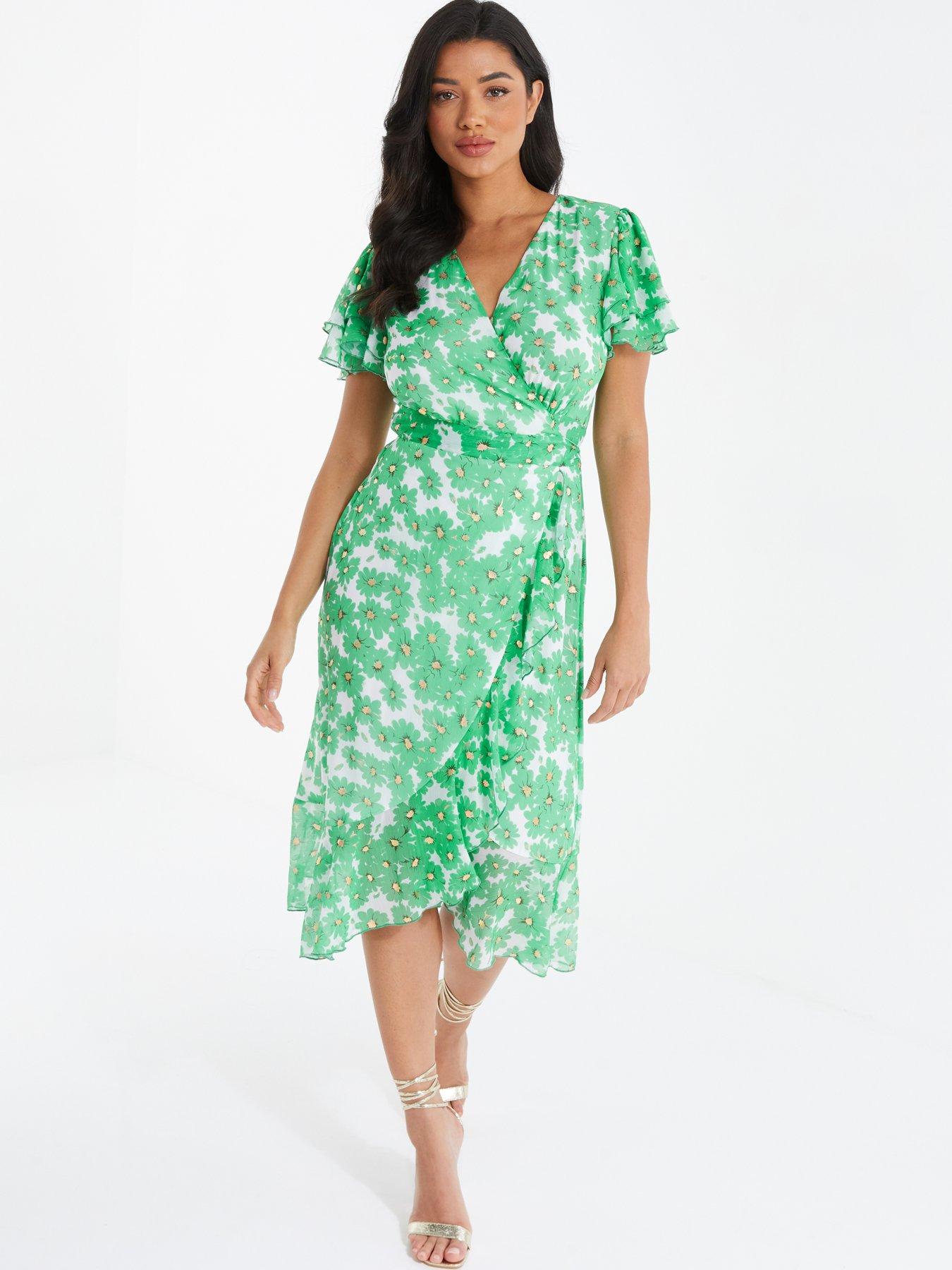 Quiz Chiffon Floral Wrap Midi Dress Very Ireland