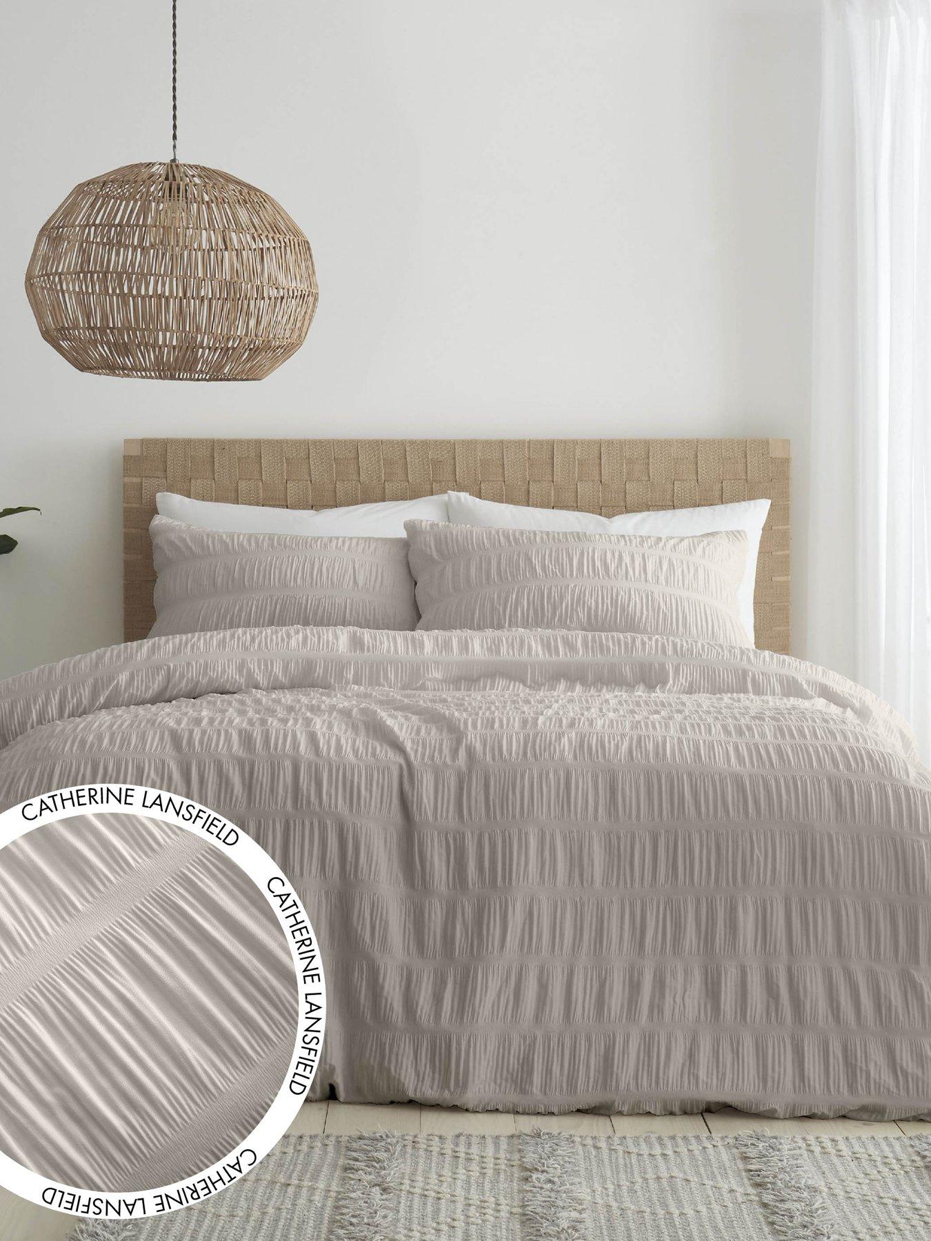 Image of Catherine Lansfield Seersucker Duvet Cover Set in Natural