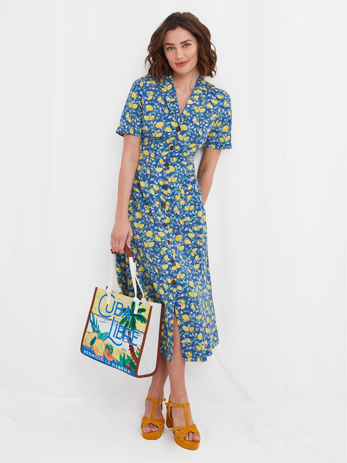 Joe Browns Lily Print Midi Dress Blue